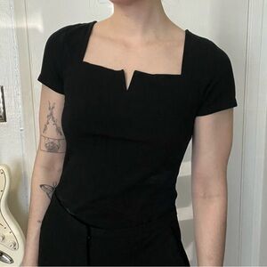 Black Square Neck Top